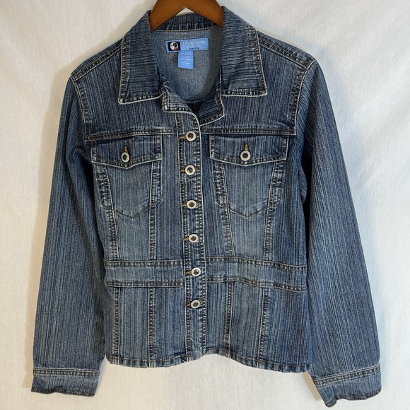 Women's Duck Head Jeans Co. Denim Jacket Med Wash Small Stretch Retro Y2K - Picture 5 of 8